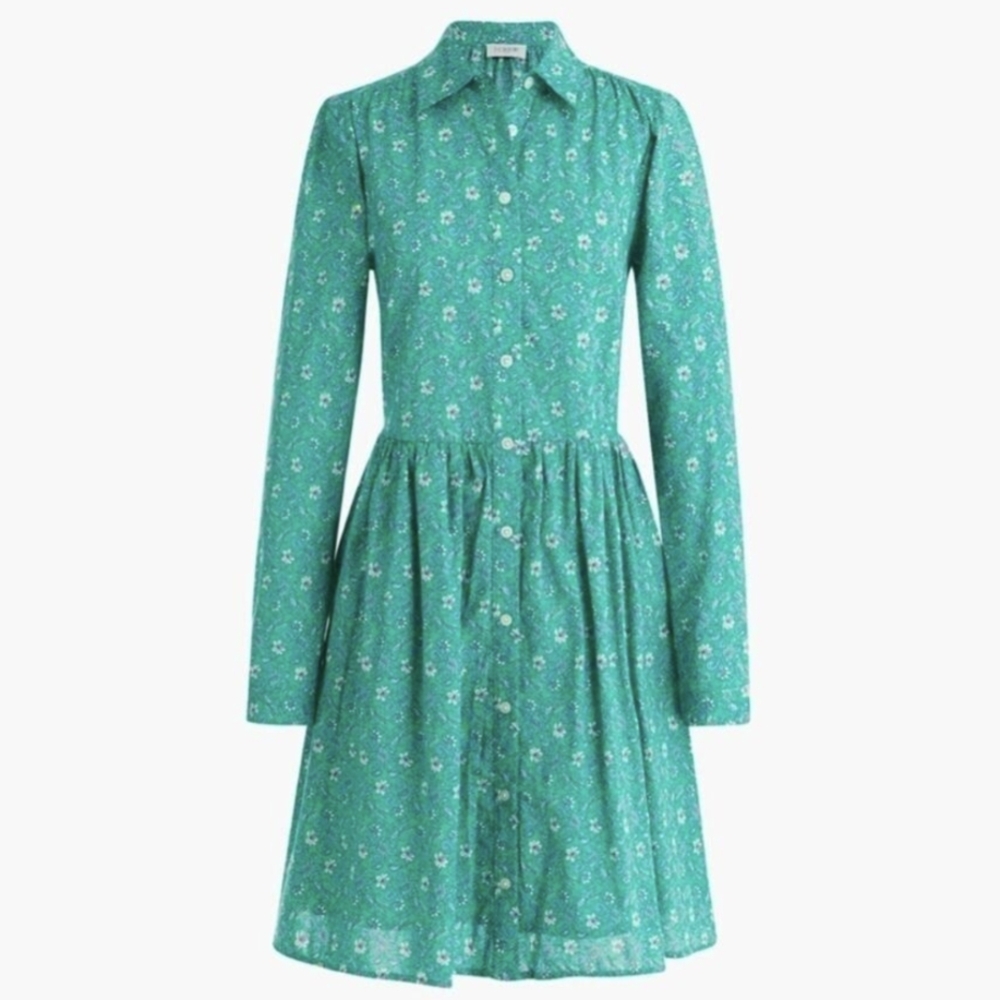 J. Crew Floral Green Shirt Dress 20 1x 2x Plus